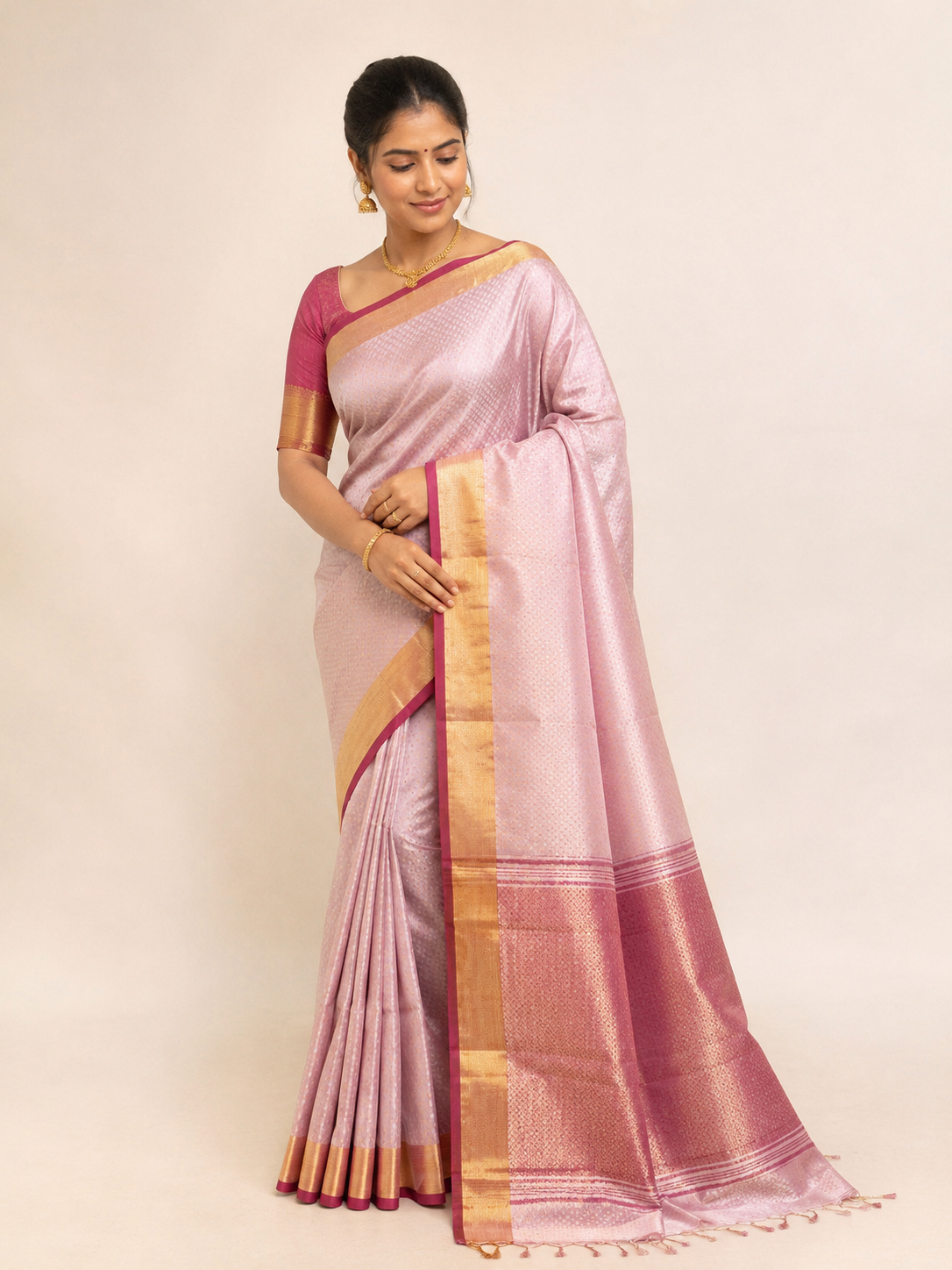 premium tissue saree blush pink colour