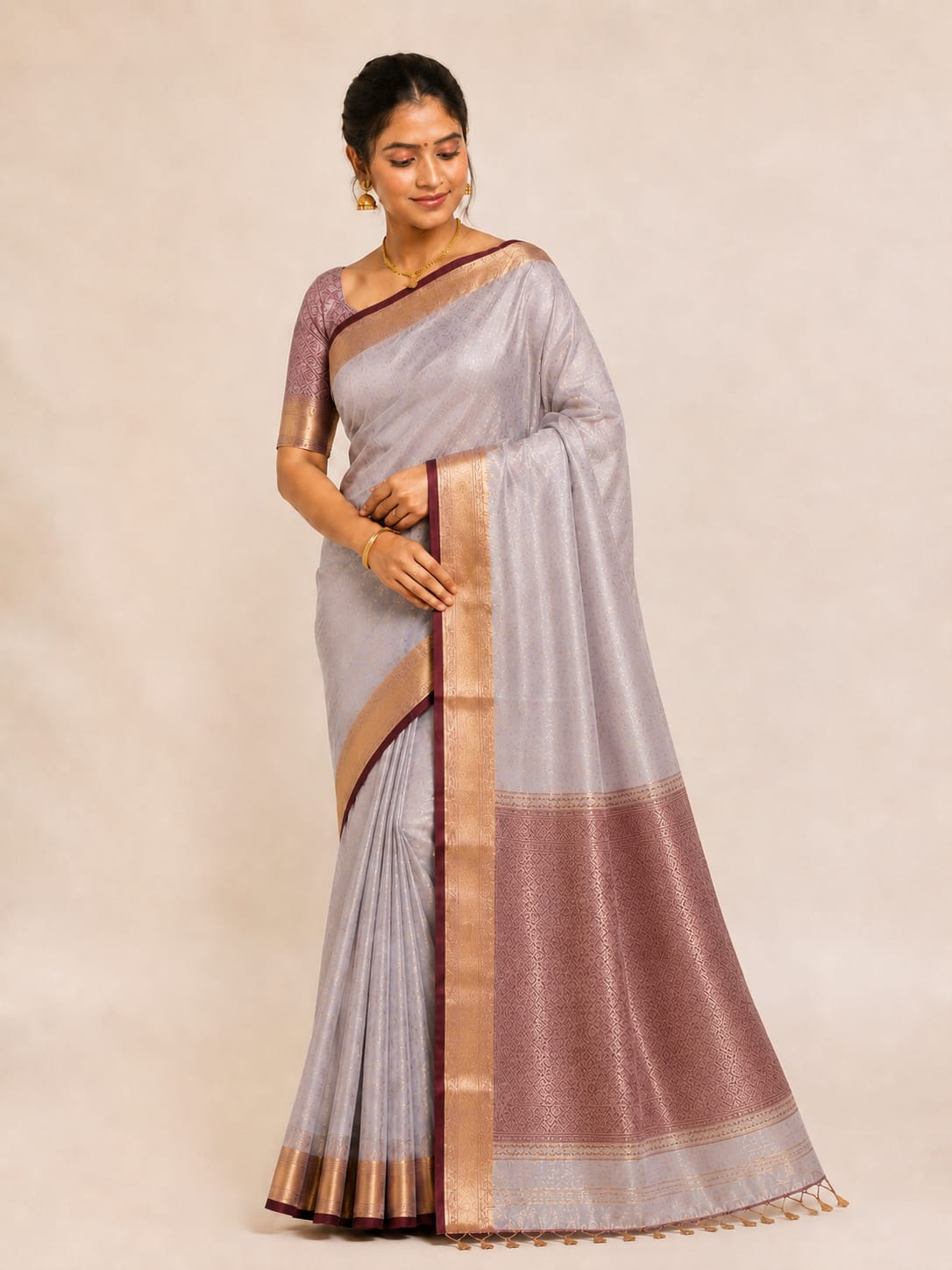 premium tissue saree misty lavendar color