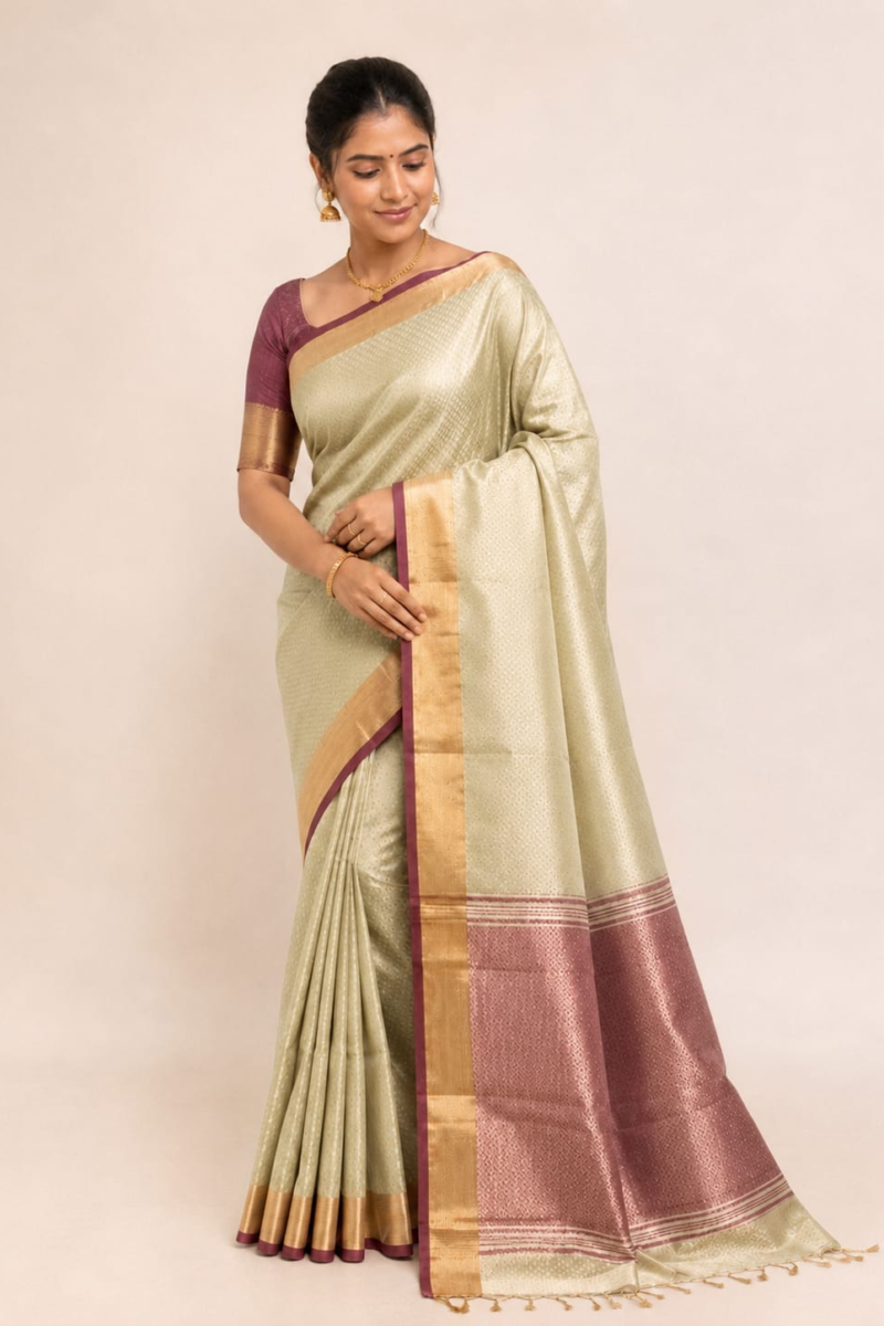 premium tissue saree pista green color