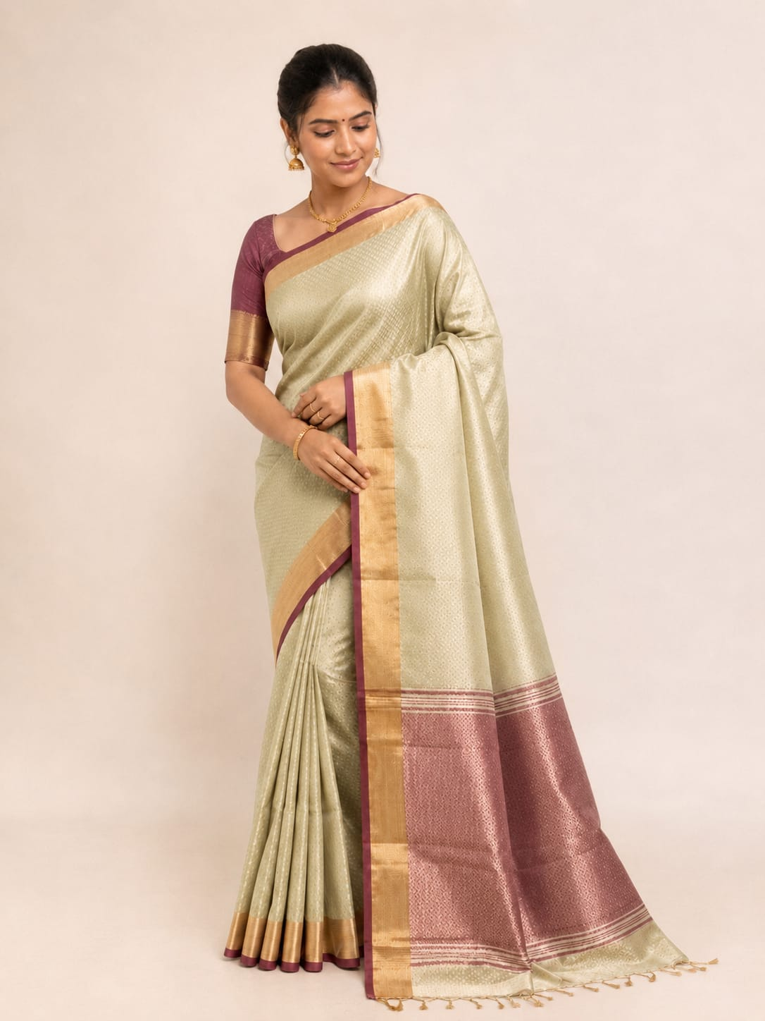 premium tissue saree pista green color